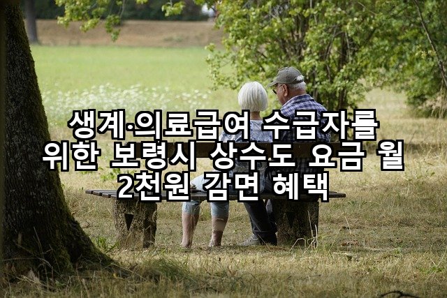 생계·의료급여 수급자를 위한 보령시 상수도 요금 월 2천원 감면 혜택